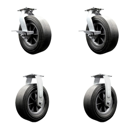 Service Caster BBQ Smoker Grill Flat-Free All Terrain 10'' Caster Wheel Set, 4PK SMOK-SCC-100S1030-SNB-SLB-2-R-2